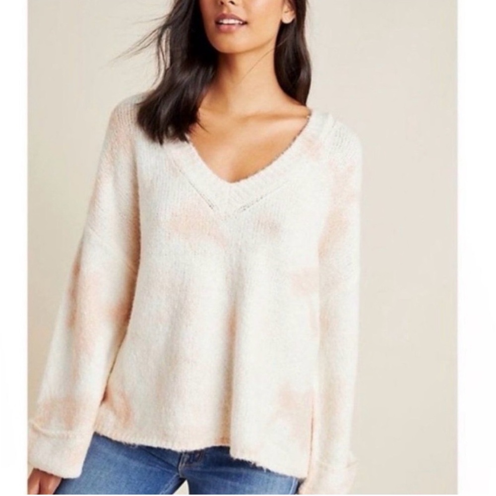 Anthropologie Cream V-Neck Sweater